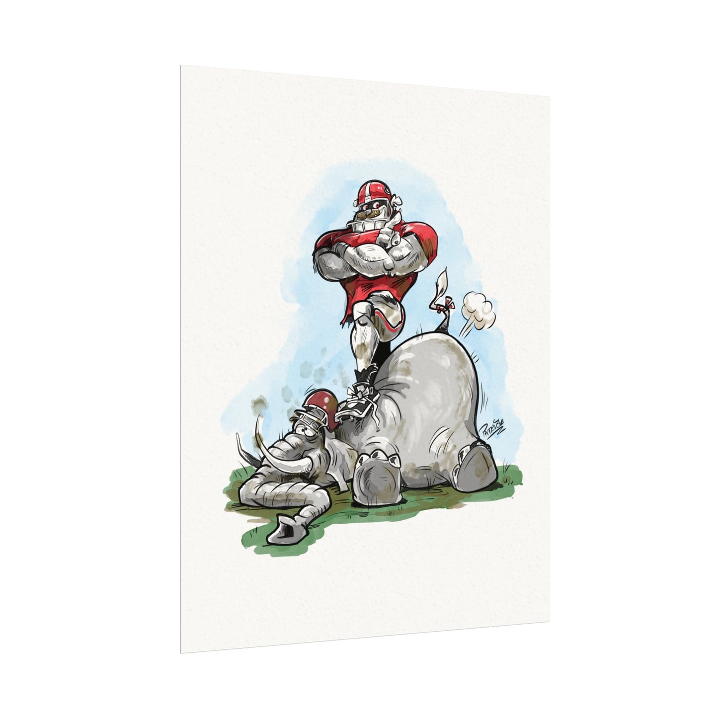 UGA Alabama Poster, Cartoon Wall Art, Football Decor, Gameday Decor, Unique Gift Idea, Sport Fan Art