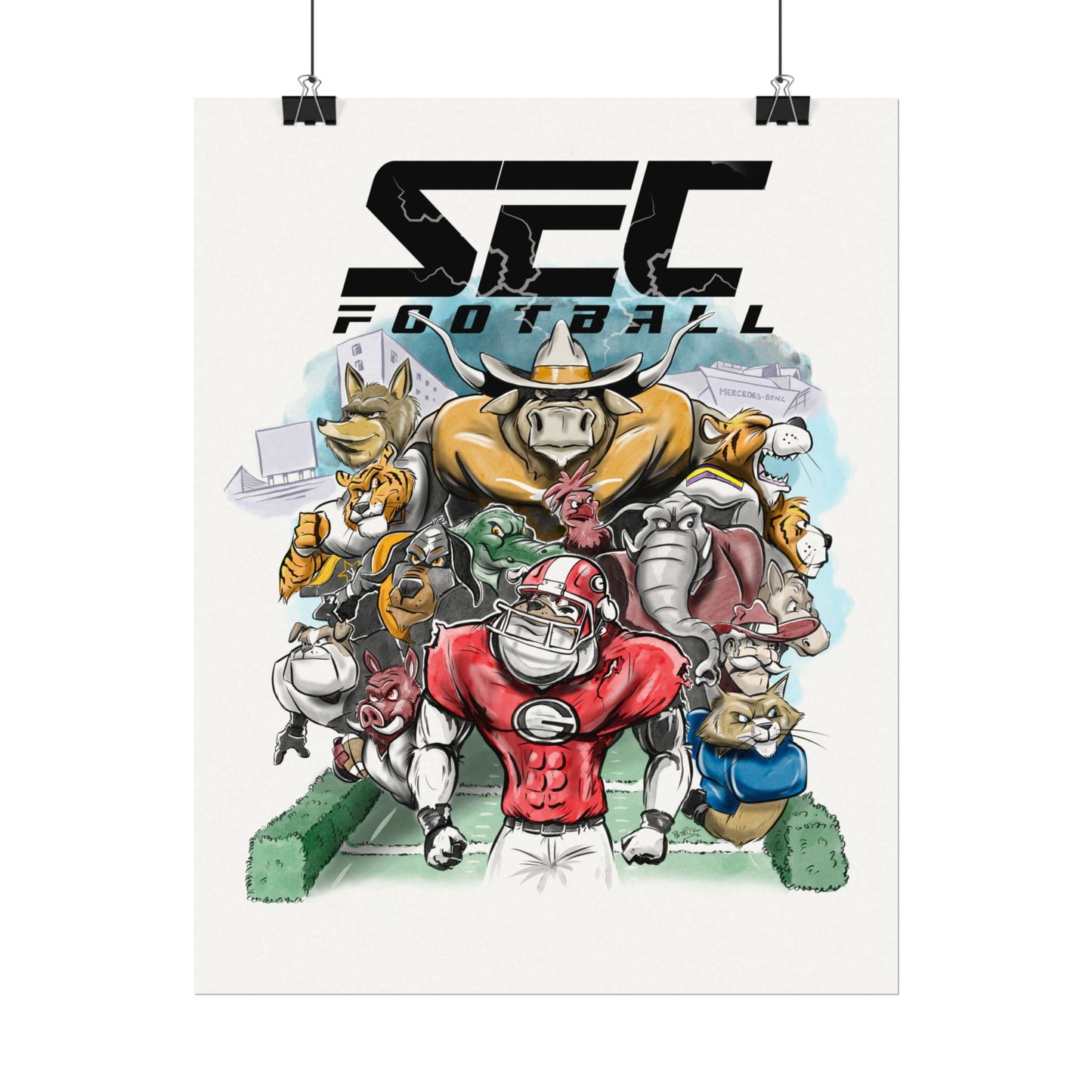 SEC Football Posters, SEC Football Art, Sports Wall Decor, Unique Gift for Fans, College football Decoration, Game Day Decor