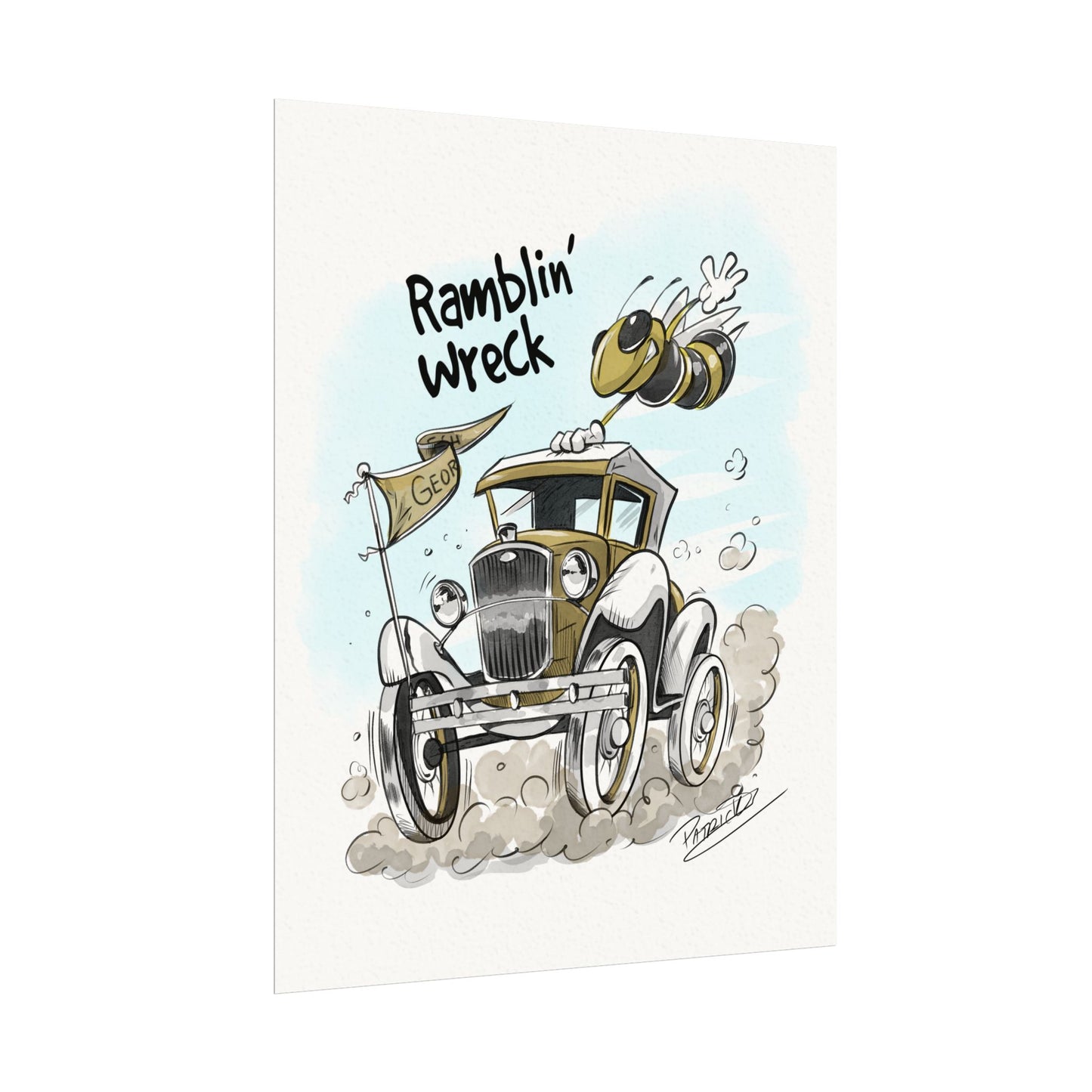 Ga Tech Ramblin' Wreck Print