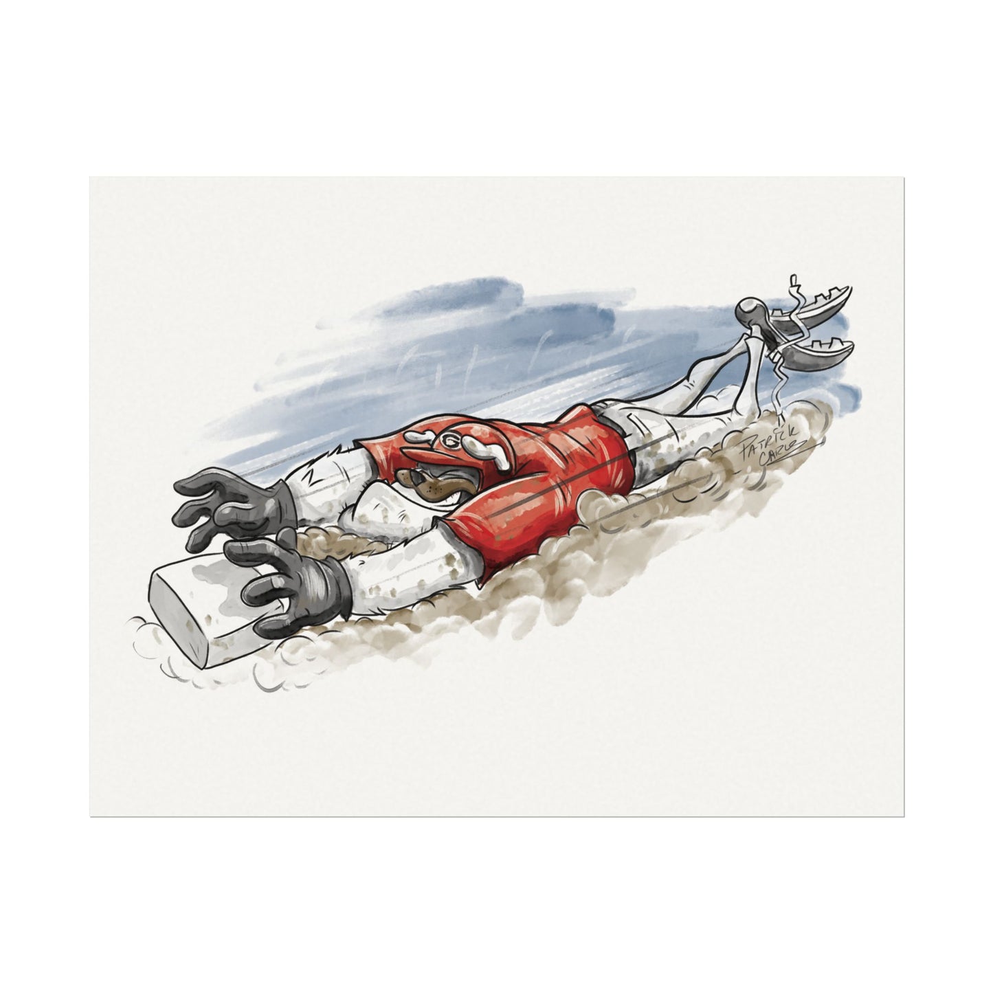 UGA Baseball Slide - Textured Watercolor Matte Poster