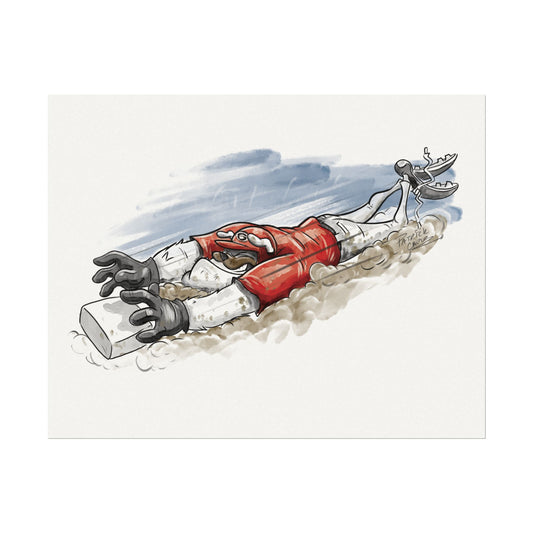 UGA Baseball Slide - Textured Watercolor Matte Poster