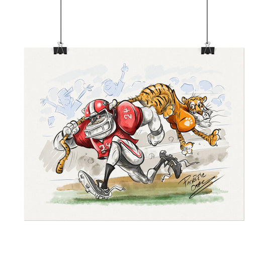 UGA Clemson Wall Art Print - Textured Watercolor Matte Poster for Fans