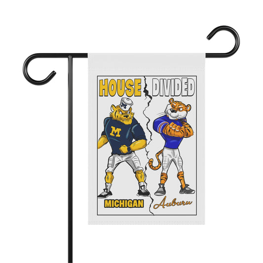 Michigan Auburn House Divided Garden Banner - Michigan & Auburn Rivalry Flag for Sports Fans, Home Decor, Yard Art, Tailgating, Game Day